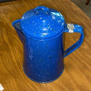 Vintage Blue Speckled Coffee Pot